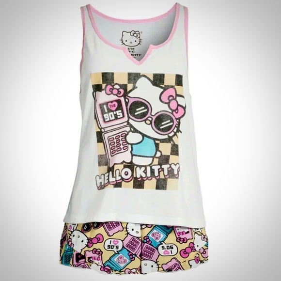 2 piece pajama set with tank top and shorts with Hello Kitty Sanrio - Picture 1 of 8